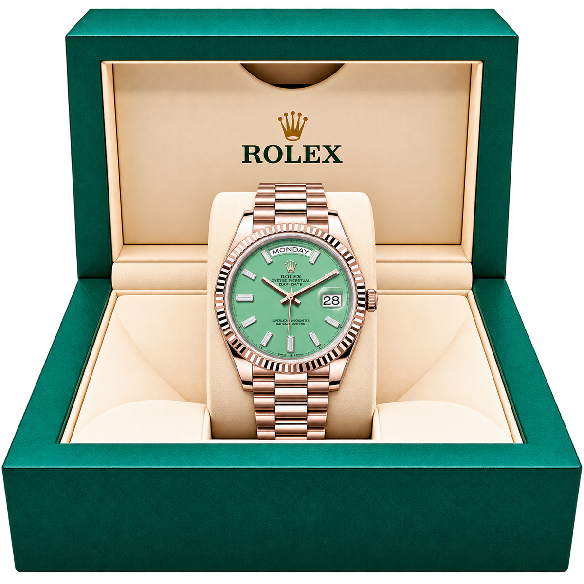 Day Date 41mm"President "Rose Gold Mint" (SUIZO)