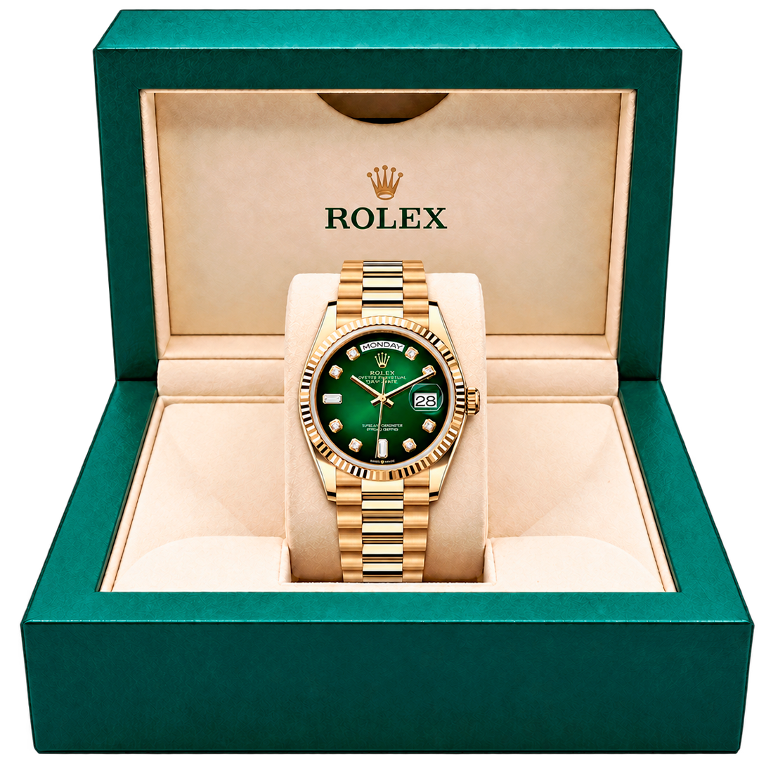 President Diamonds Verde 36mm (SUIZO) SHWRLX-100